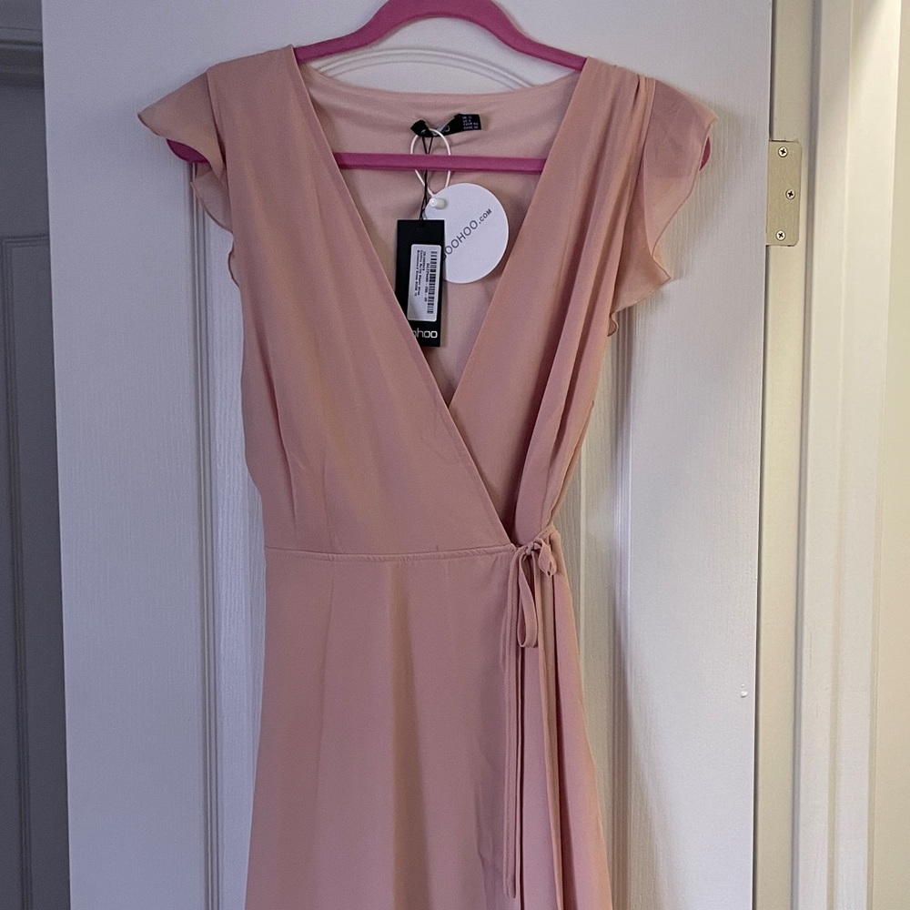 Boohoo Rose Dusty Wrap Midi Dress